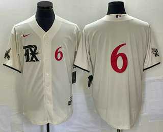 Mens Texas Rangers #6 Josh Jung Number Cream 2023 City Connect Cool Base Stitched Baseball Jersey